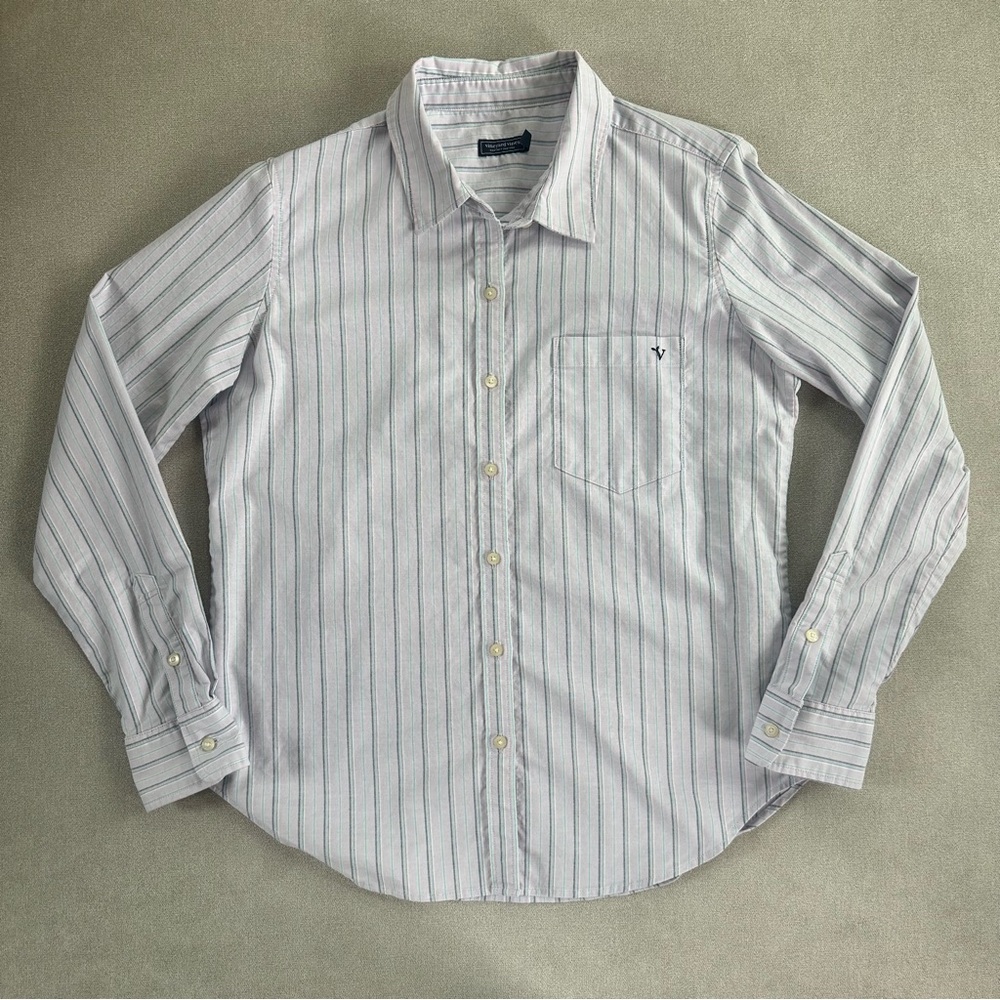 Vineyard Vines Bayview Oxford Button Down Shirt. Iris stripe. Size 8
